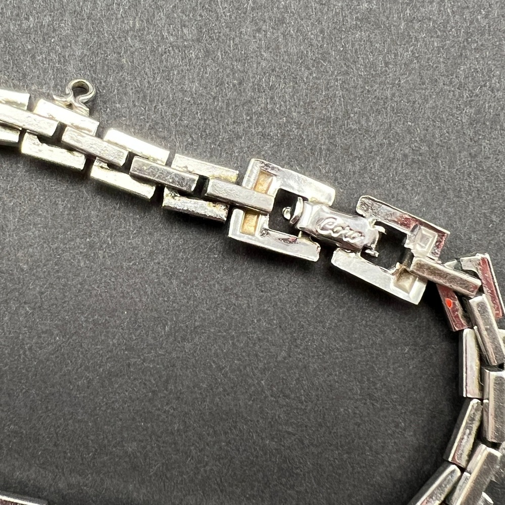 Vintage Coro Link Bracelet Silver Tone Geometric Brutalist 7.5" READ - Picture 8 of 9